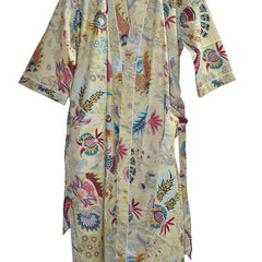 Floral Print Cotton Kimono Bath Robe
