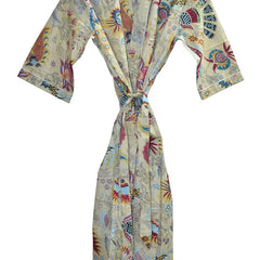 Floral Print Cotton Kimono Bath Robe