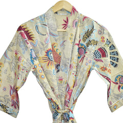 Floral Print Cotton Kimono Bath Robe