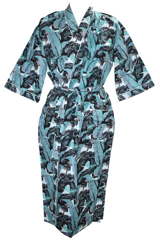 Floral Print Cotton Kimono Bath Robe