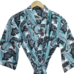Floral Print Cotton Kimono Bath Robe