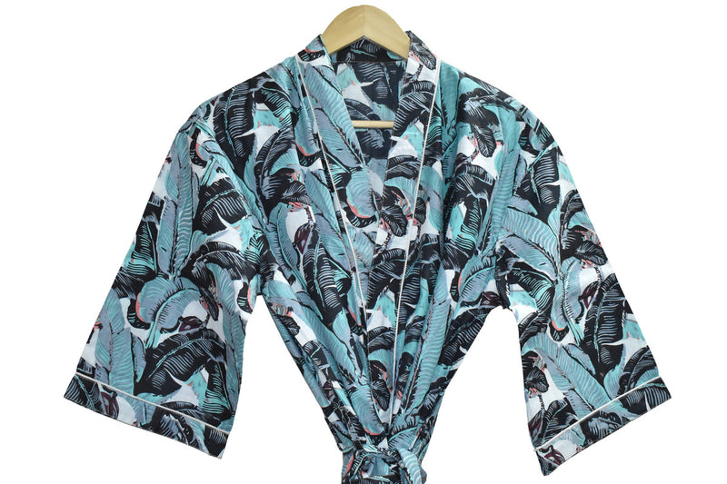 Floral Print Cotton Kimono Bath Robe