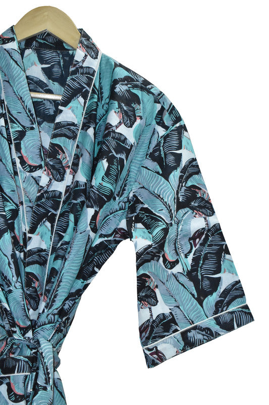 Floral Print Cotton Kimono Bath Robe