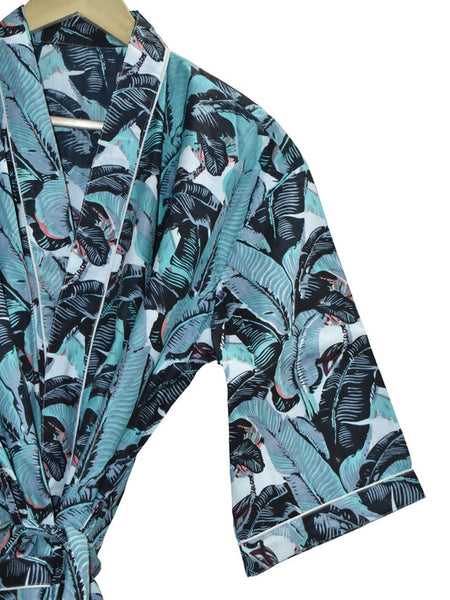 Floral Print Cotton Kimono Bath Robe