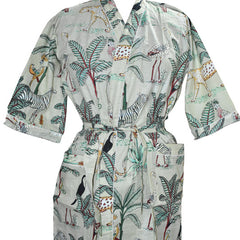 Floral Print Cotton Kimono Bath Robe