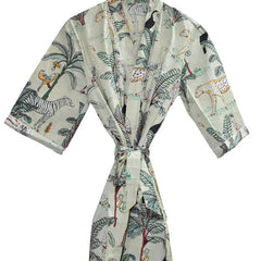 Floral Print Cotton Kimono Bath Robe