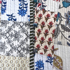 Cotton Handcrafted Kantha Jacket Print Patchwork Women's Quilted Reversible Coat, Kimono Indian Hand Block Printed Vintage