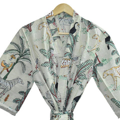Floral Print Cotton Kimono Bath Robe
