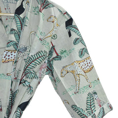 Floral Print Cotton Kimono Bath Robe