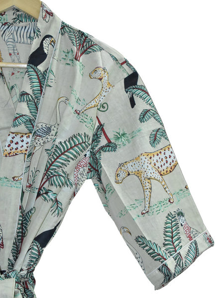 Floral Print Cotton Kimono Bath Robe