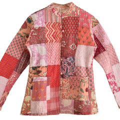 Cotton Handcrafted Kantha Jacket Print Patchwork Women's Quilted Reversible Coat, Kimono Indian Hand Block Printed Vintage