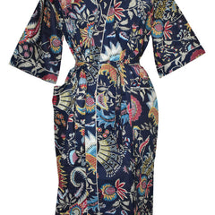 Floral Print Cotton Kimono Bath Robe