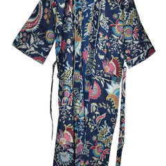 Floral Print Cotton Kimono Bath Robe