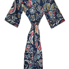 Floral Print Cotton Kimono Bath Robe