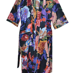 Floral Print Cotton Kimono Bath Robe