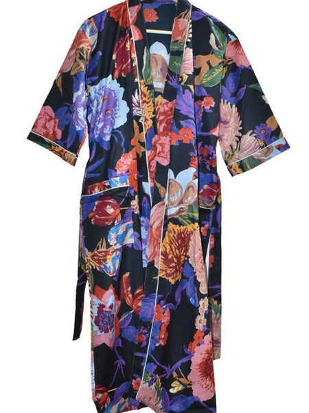 Floral Print Cotton Kimono Bath Robe