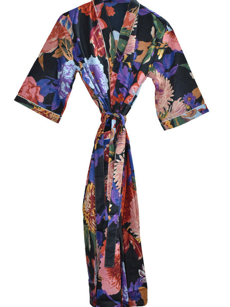Floral Print Cotton Kimono Bath Robe