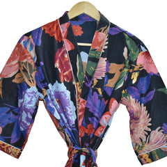 Floral Print Cotton Kimono Bath Robe