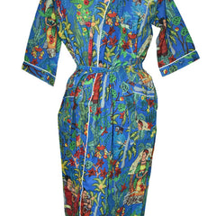 Floral Print Cotton Kimono Bath Robe