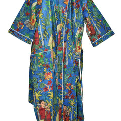Floral Print Cotton Kimono Bath Robe