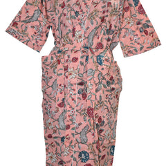 Floral Print Cotton Kimono Bath Robe