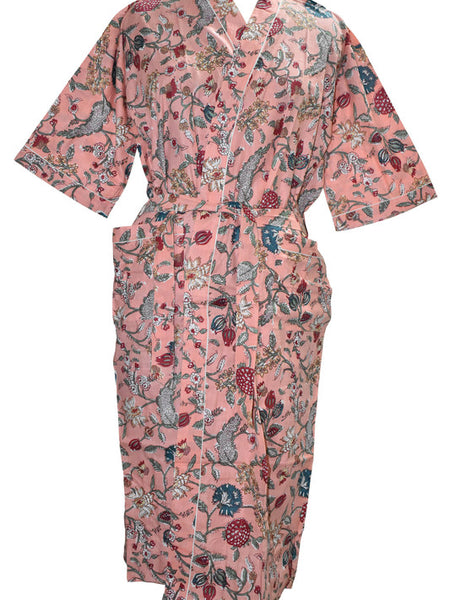 Floral Print Cotton Kimono Bath Robe