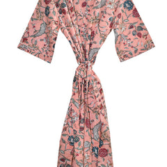 Floral Print Cotton Kimono Bath Robe
