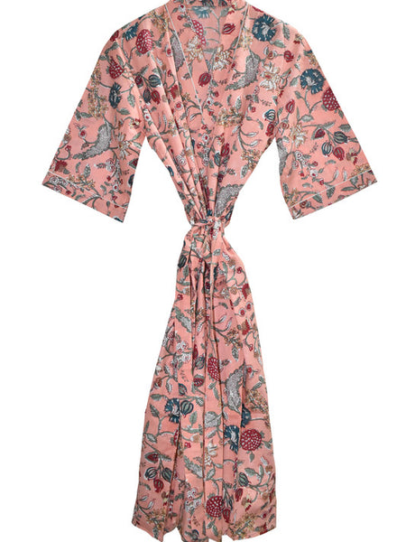 Floral Print Cotton Kimono Bath Robe