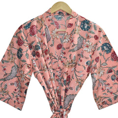 Floral Print Cotton Kimono Bath Robe