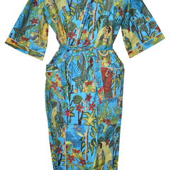 Floral Print Cotton Kimono Bath Robe