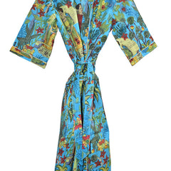 Floral Print Cotton Kimono Bath Robe