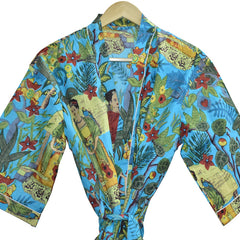 Floral Print Cotton Kimono Bath Robe