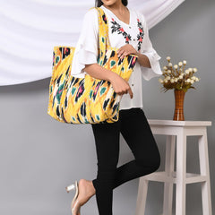 Quilted cotton handprinted reversible large floral patch work stripe tote bag eco friendly Sturdy Grocery Shopping Artist Boho - 30