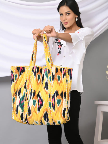 Quilted cotton handprinted reversible large floral patch work stripe tote bag eco friendly Sturdy Grocery Shopping Artist Boho - 30