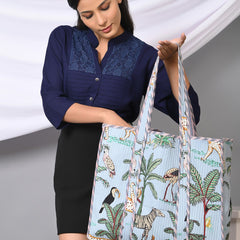 Quilted cotton handprinted reversible large floral patch work stripe tote bag eco friendly Sturdy Grocery Shopping Artist Boho - 29