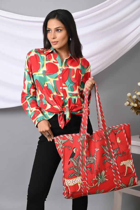 Quilted cotton handprinted reversible large floral patch work stripe tote bag eco friendly Sturdy Grocery Shopping Artist Boho - 28