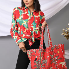 Quilted cotton handprinted reversible large floral patch work stripe tote bag eco friendly Sturdy Grocery Shopping Artist Boho - 28