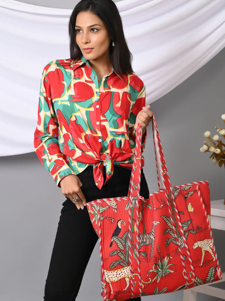 Quilted cotton handprinted reversible large floral patch work stripe tote bag eco friendly Sturdy Grocery Shopping Artist Boho - 28