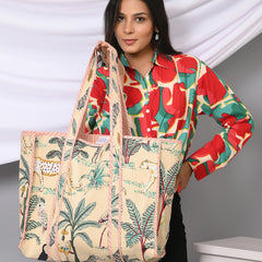 Quilted cotton handprinted reversible large floral patch work stripe tote bag eco friendly Sturdy Grocery Shopping Artist Boho - 27