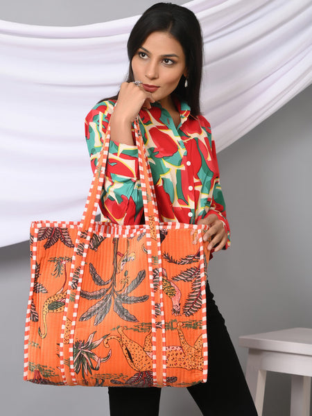 Quilted cotton handprinted reversible large floral patch work stripe tote bag eco friendly Sturdy Grocery Shopping Artist Boho - 26