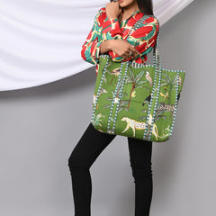 Quilted cotton handprinted reversible large floral patch work stripe tote bag eco friendly Sturdy Grocery Shopping Artist Boho - 25