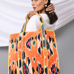 Quilted cotton handprinted reversible large floral patch work stripe tote bag eco friendly Sturdy Grocery Shopping Artist Boho - 23