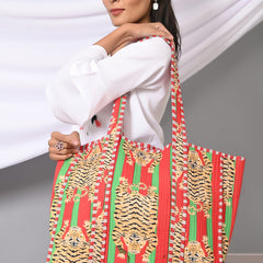 Quilted cotton handprinted reversible large floral patch work stripe tote bag eco friendly Sturdy Grocery Shopping Artist Boho - 19