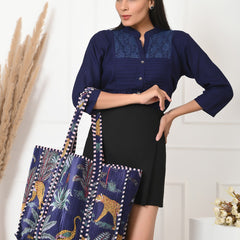 Quilted cotton handprinted reversible large floral patch work stripe tote bag eco friendly Sturdy Grocery Shopping Artist Boho - 14