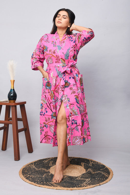 100% Cotton Indian Beach Kimono Robe ,Kimono Robe,Cotton Robe,Shower Robe, Maternity Robe Bath robe Dressing Gown Beachwea