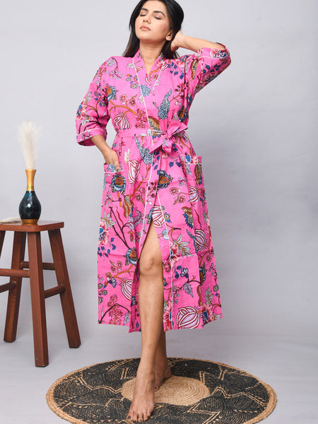 100% Cotton Indian Beach Kimono Robe ,Kimono Robe,Cotton Robe,Shower Robe, Maternity Robe Bath robe Dressing Gown Beachwea