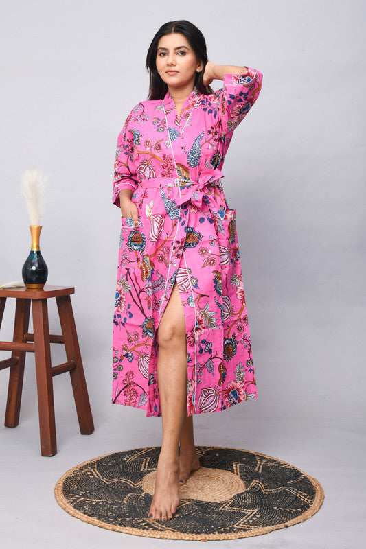 100% Cotton Indian Beach Kimono Robe ,Kimono Robe,Cotton Robe,Shower Robe, Maternity Robe Bath robe Dressing Gown Beachwea