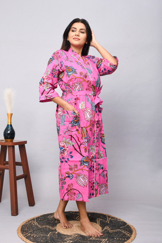 100% Cotton Indian Beach Kimono Robe ,Kimono Robe,Cotton Robe,Shower Robe, Maternity Robe Bath robe Dressing Gown Beachwea