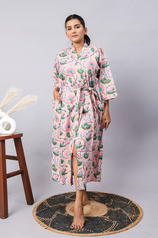 100% Cotton Kimono Robes | Pure Block Print Cotton Kimonos, Festival Clothing, Oriental Kaftans & Women's Robes