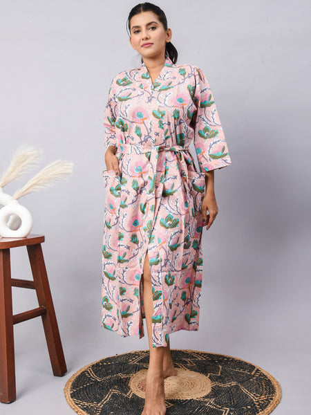 100% Cotton Kimono Robes | Pure Block Print Cotton Kimonos, Festival Clothing, Oriental Kaftans & Women's Robes